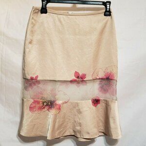 DKNY Skirt Sz 2P Peekaboo beige Pink Flowers NWT $